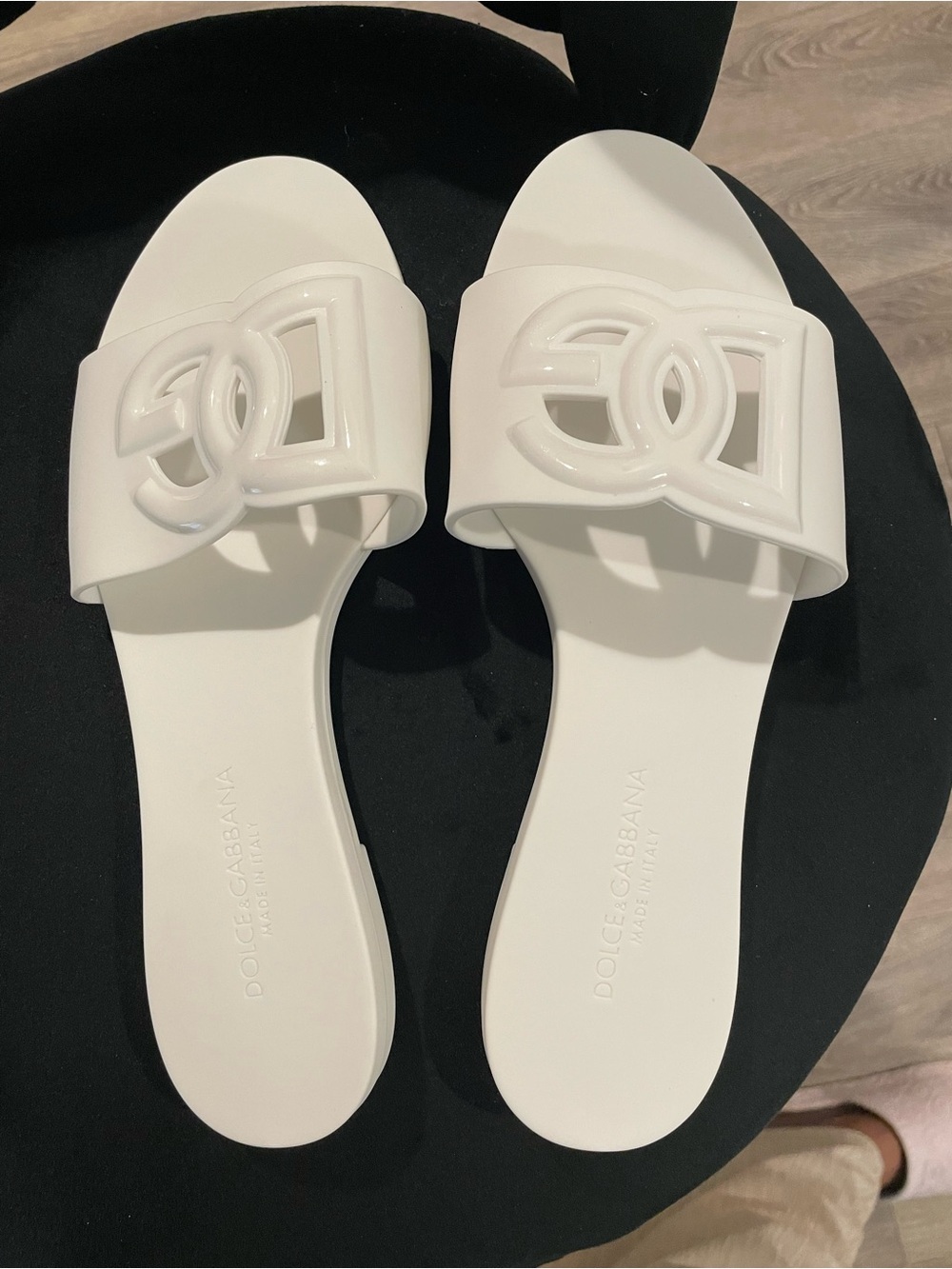 Dolce & Gabbana White Logo Slide Sandals size 7.5